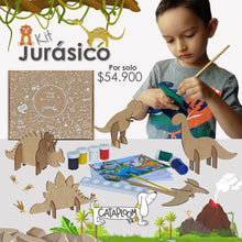 Cargar imagen en el visor de la galería, Kit Jurásico: dinosaurios en madera para armar