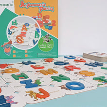 Cargar imagen en el visor de la galería, Juguete Montessori de 36 cartas y bloques de madera coloridos, contiene alfabeto de la a a la z y del número 1 al 10