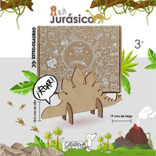 Cargar imagen en el visor de la galería, Dinosaurio: Estegosaurio armable de 3 piezas en mdf (madera de 2,5 mm).