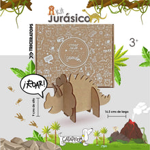 Cargar imagen en el visor de la galería, Dinosaurio Triceratops para armar de 5 piezas en mdf. (Madera de 2.5 mm)