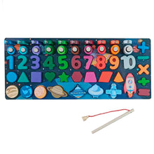 Cargar imagen en el visor de la galería, juguete Montessori educativo, aprende números, colores, formas, bloques de pesca, elaborado en madera, colorido.
